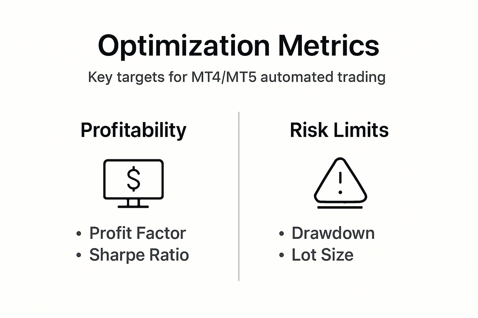 Infographic of trading optimization risk and profit metrics
