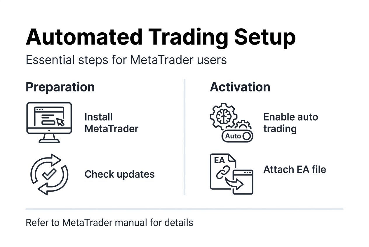 Infographic showing key steps for trading system setup