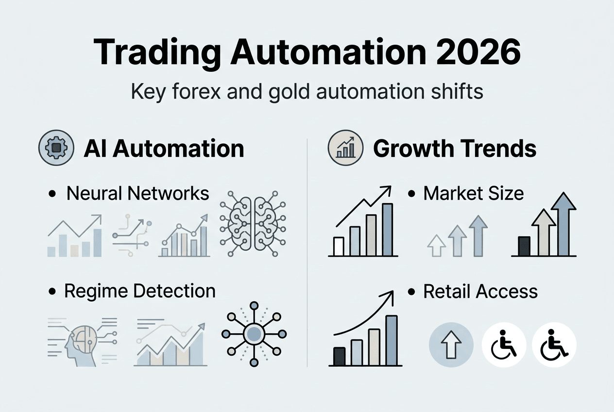 Infographic summarizing 2026 trading automation trends