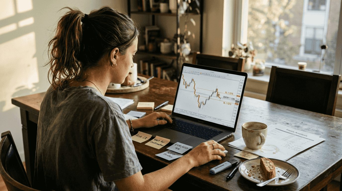 Trader sets risk reward on forex chart