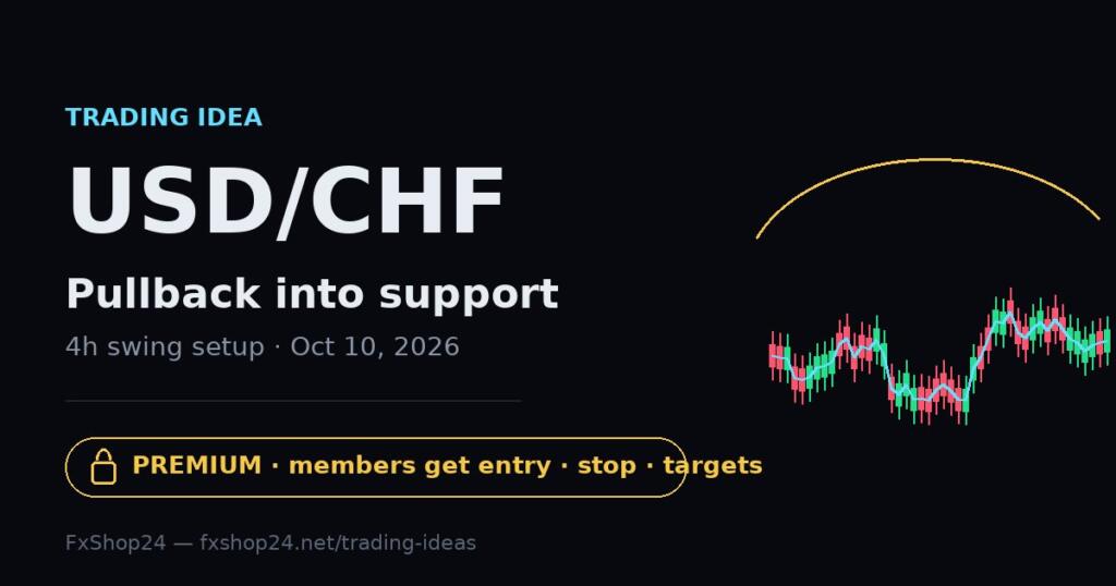 🟢 LONG USD/CHF — a clean pullback into support on the widest policy gap among the majors (Fed 3.75–4.00% vs SNB 0.00%). Entry, stop and targets: Premium content for Starter / Pro members.